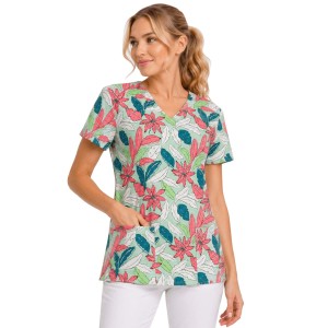 Bluza medyczna miętowe kwiaty